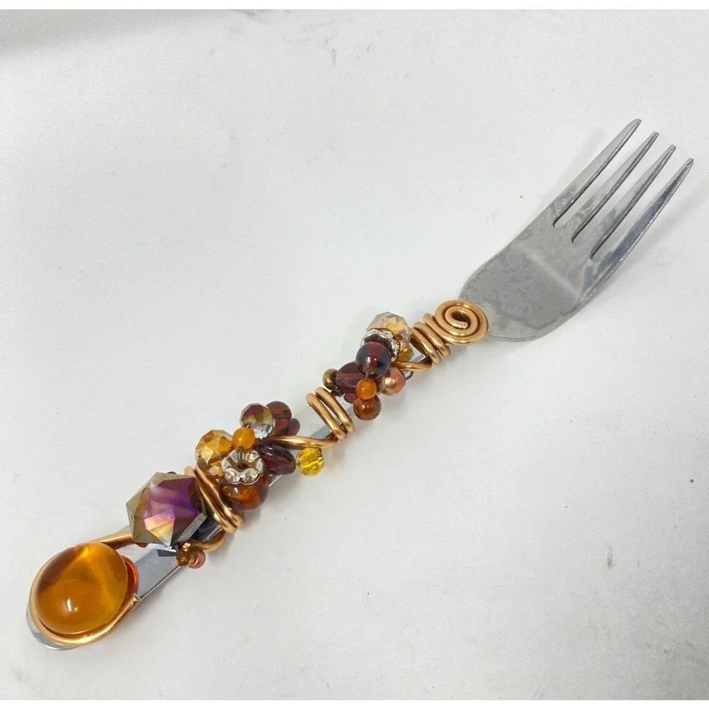Jeweled Gold Wire Wrapped Flatware Set